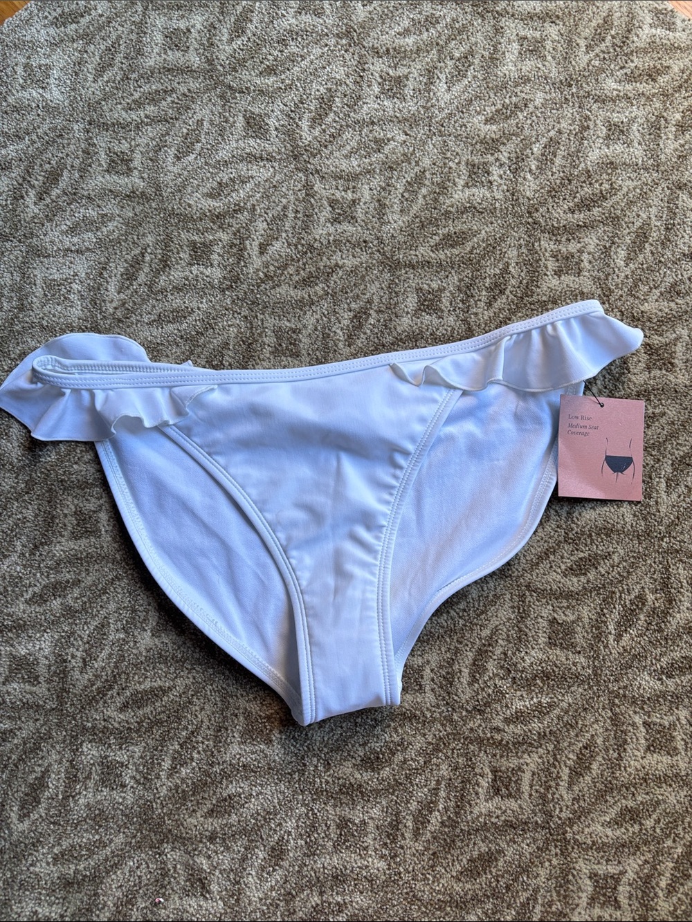 Shade & Shore White Ruffle Bikini Bottoms